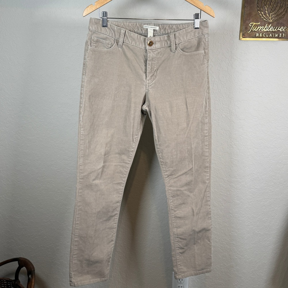 Banana Republic Corduroy Pants Tan Straight Leg Casual Womens Size 30